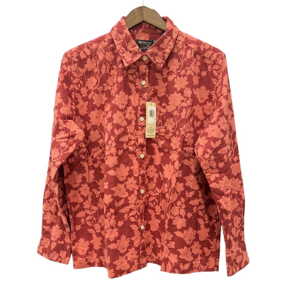 Dockers Women’s Shirt Long Sleeve Regular Fit Button Down Floral Sz L